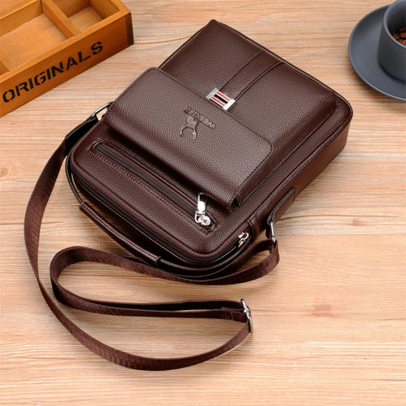 New 2 Styles Large-capacity Shoulder Bag Leather Men\'s Messenger Bag Business Commuter Handbag Waterproof Wear-resistant Bags