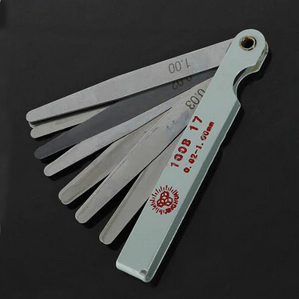 7 Blades Spark Plug Thickness Gap Metric Filler Feeler Gauge Metric Measurement 0.02 to 1mm Steel Measuring Tools 100mm