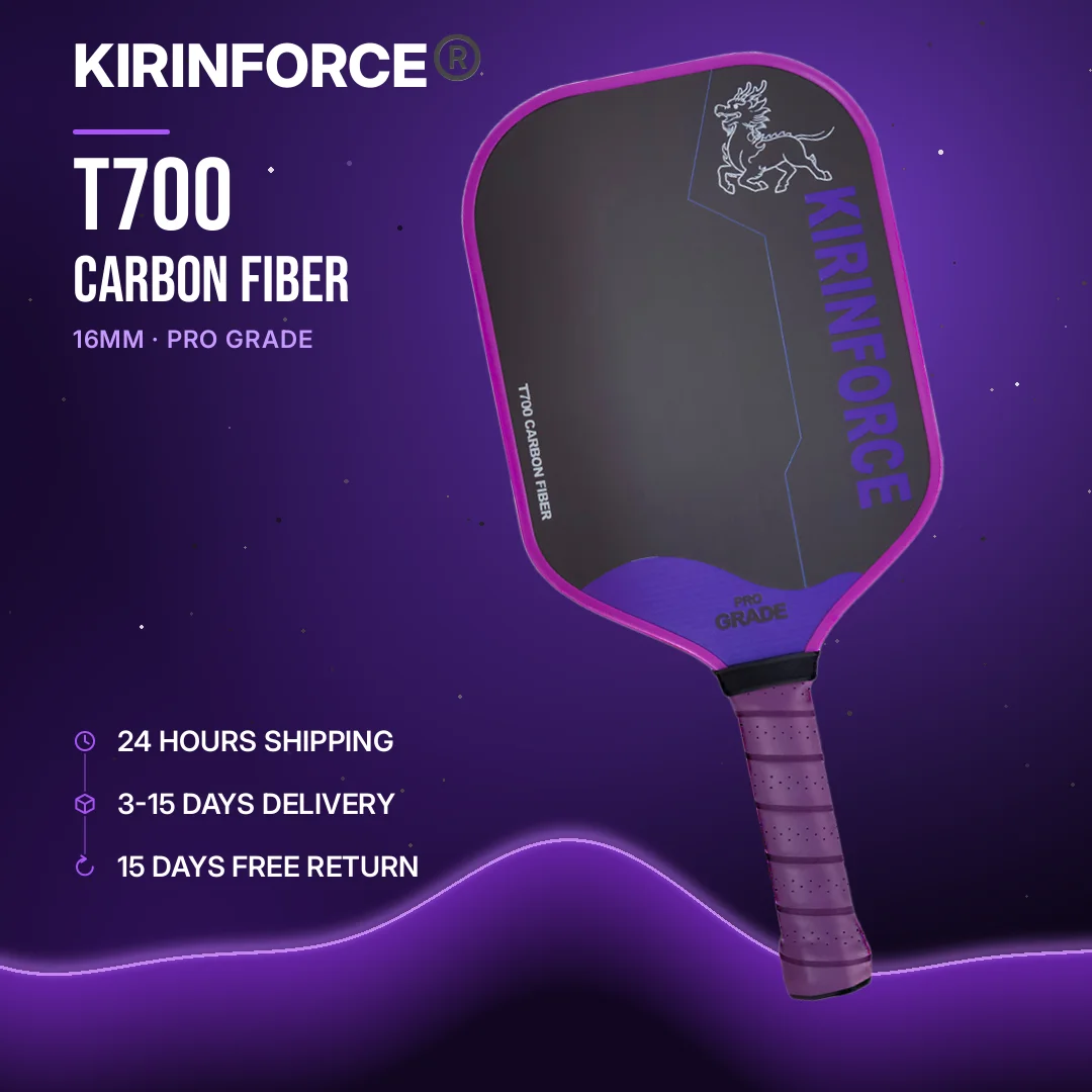 KIRINFORCE Gen5 Thermoformed T700 Carbon Fiber Pickleball Paddle 16mm Foam Core Optional Case Cover Grip Tape Silicone Grip
