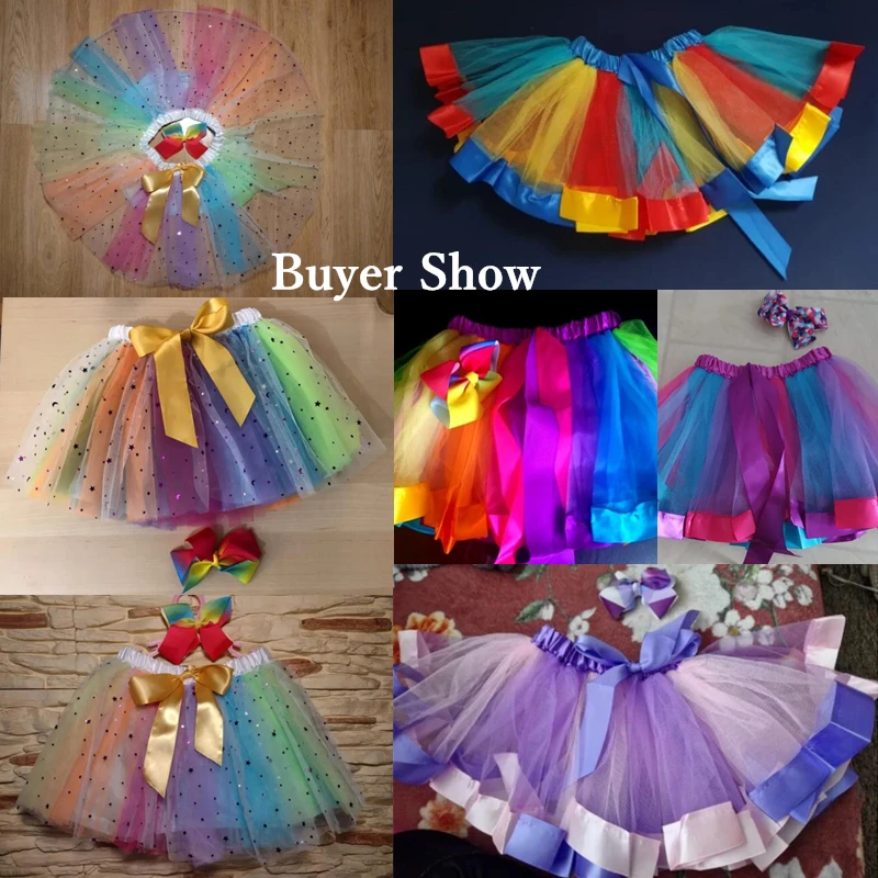 2024 New Tutu Skirt Baby Girls Clothing 12M-8Y Colorful Mini Pettiskirt Kids Party Dance Rainbow Tulle Skirts Children\'s Clothes