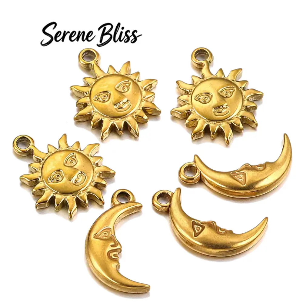 10 Stück Edelstahl kein Verblassen klassische Sonne Mond Charms DIY handgemachte Halskette Armband Handwerk Schmuck machen Zubehör Großhandel