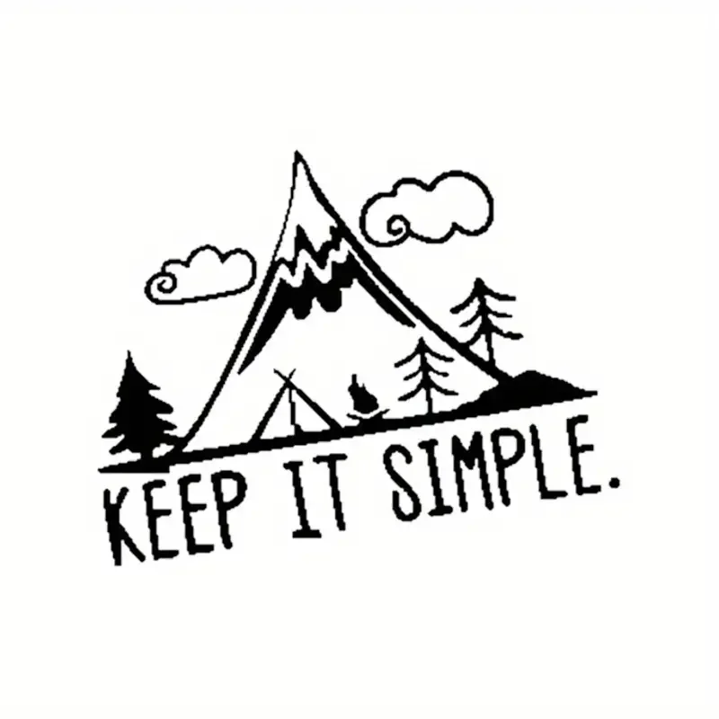 Keep It Simple Interessanter Camping In Mountain Vinyl-Autoaufkleber, Fensteraufkleber, dekorativer Autoaufkleber