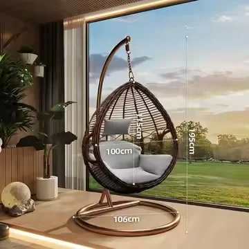 With Rattan Indoor Egg Chair Hanging Swing Egg Chair for Living Room or Bedroom Outdoor Garden Furniture Metal Canopy Stand