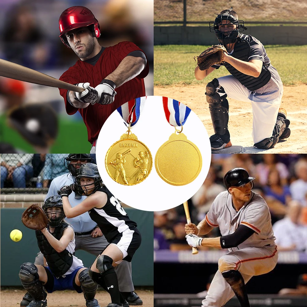 

10Pcs Baseball Medals Metal Winner Medals 5cm Competition Prize Medals with Neck Ribbon Baseball Memorial Medal for Party Favors