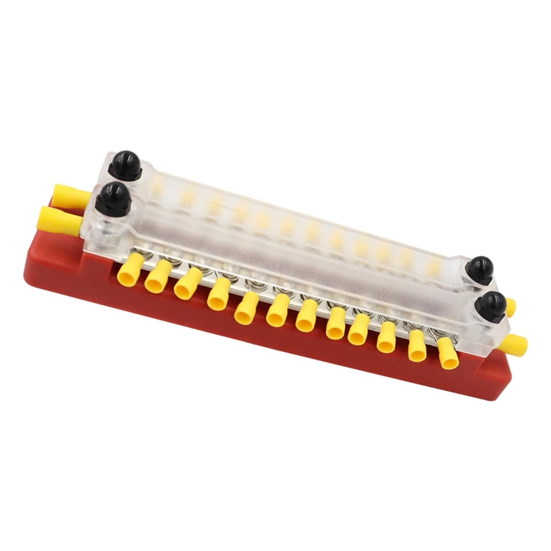 Bus Line High Current Double Row Busbar With Transparent Cover 150A Double Row Red