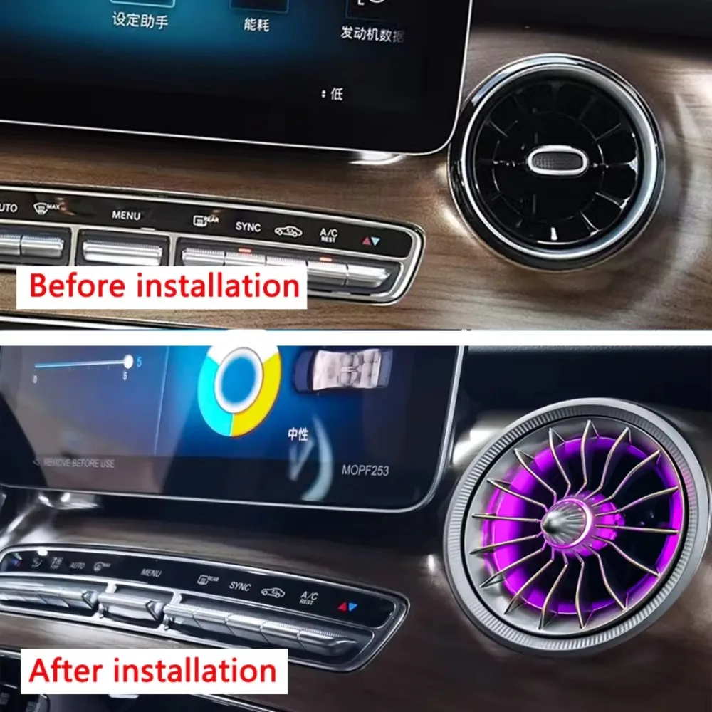 For Mercedes V-Class W447 Hot Sale EQS LED Turbo Air Vent 64 Colors Ambient Light, Front Dashboard Upgrade, Easy Installation