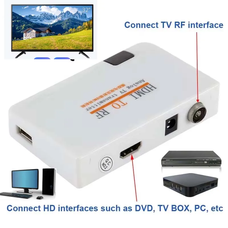 

Передатчик с входом HDMI на радиочастотный выход 1080P ТВ-адаптер преобразователя цифрового сигнала в аналоговый сигнал для игровой консоли ПК DVD
