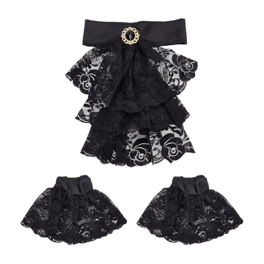 Conjunto de Accesorios Estilo Vintage, Jabot de Encaje Victoriano Desmontable, Cuello de Jabot con Volantes, Disfraz para Eventos de Cosplay