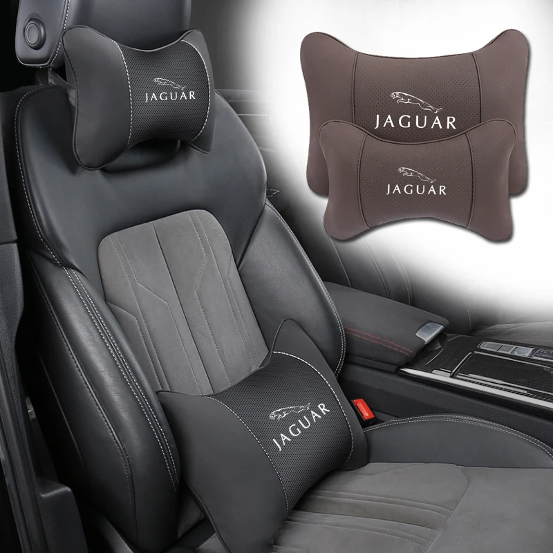 1Pcs Car Seat Headrest Auto Logo Neck Pillow For Jaguar XE XF XJ F-Type F-Pace XKR XEL XFL S F XK XJL XJ6 XJS E-Pace I-Pace