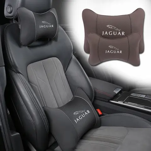 1Pcs 자동차 좌석 머리 받침 자동 로고 목 베개 재규어 XE XF XJ F 형 F-Pace XKR XEL XFL S F XK XJL XJ6 XJS E-Pace I-Pace