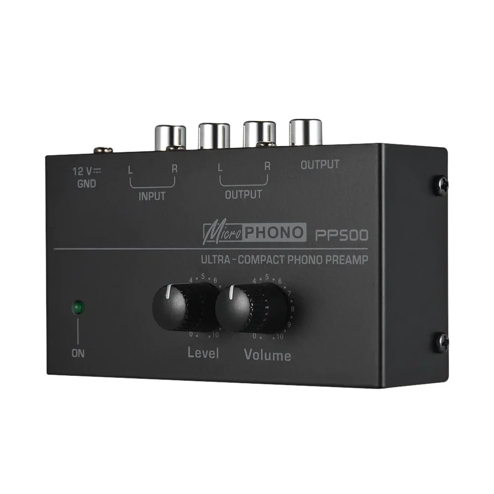 Ultra Compact PP500 Phono Preamplifier with Black Rubber Turntable Amplifier RCA Output and Low Noise Preamplifier