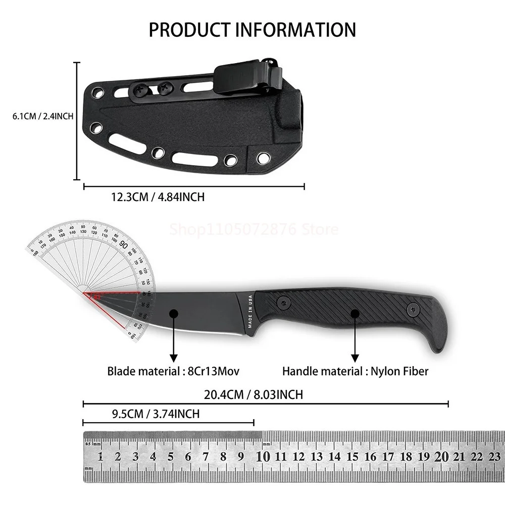Hochharte Camping-Werkzeuge mit 8Cr13Mov-Klinge, Feststehendes Messer für Angeln, Täglichen Gebrauch, EDC, Dschungel-Klettern und Trekking – Detail 1