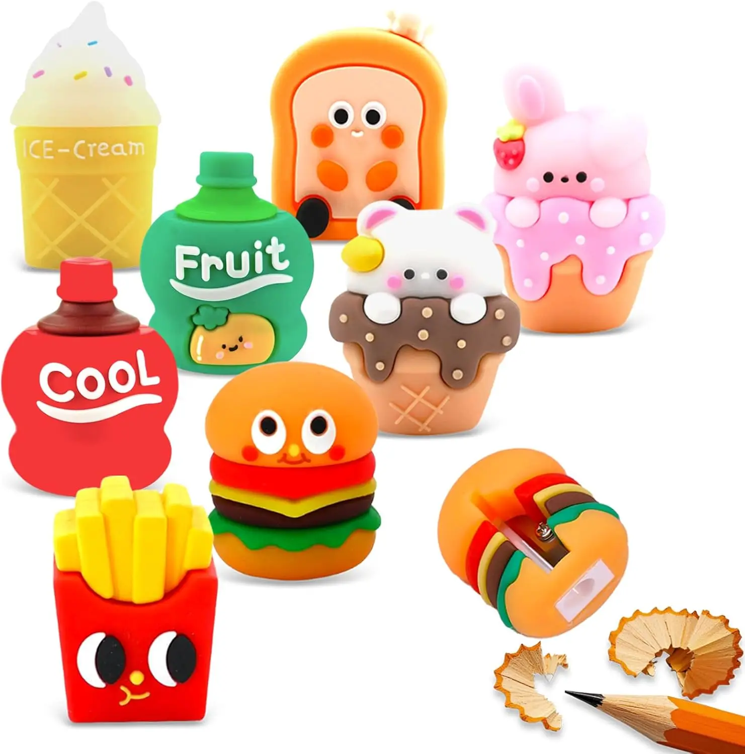 

8-Pack Cute Pencil Sharpeners for Kids, Manual Handheld Sharpening Tool with Fun Shapes