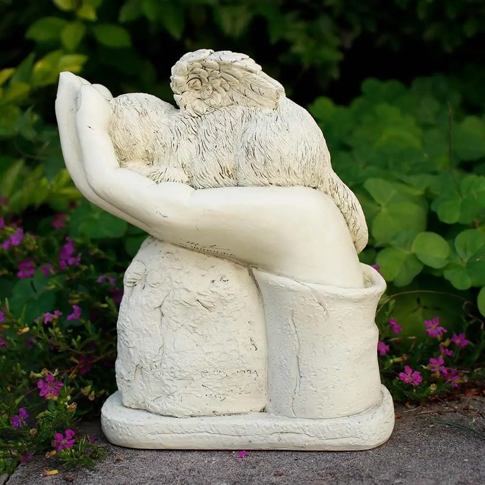 Statua di pietra commemorativa del gatto, marcatori di tomba dell'animale domestico del gatto personalizzato, pietra commemorativa del giardino dell'angelo del gatto addormentato bianco, regalo perso dell'animale domestico di simpatia