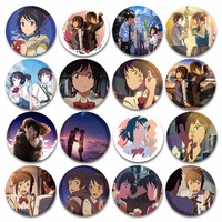 Classic Anime Your Name Kimi No Na Wa Round Brooch Cartoon Mitsuha Taki Lapel Pins Backpack Hat Shirt Badge Accessories Gifts