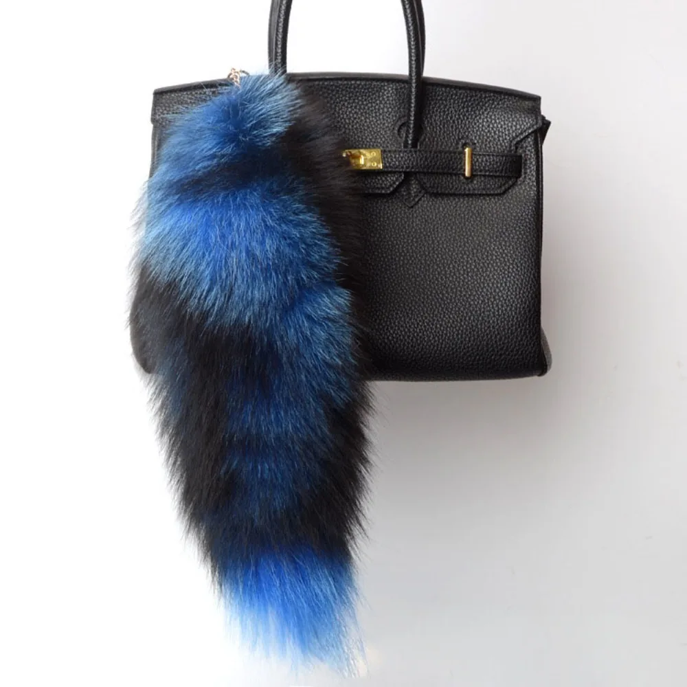 New 40cm Fox Tail Keychain COS Performance Props Beautiful Faux Fur Keyring Bag Pendant Charm