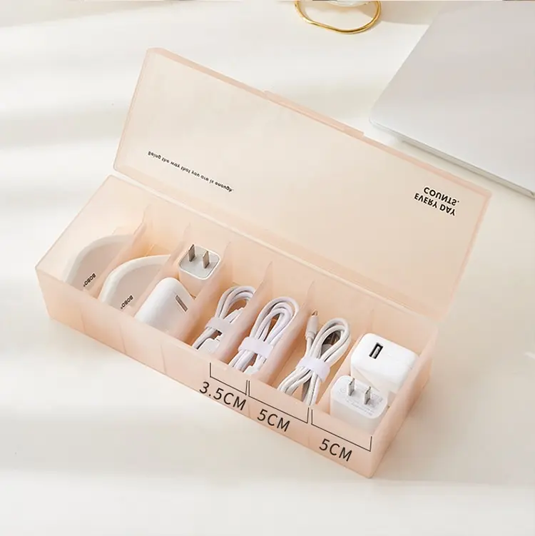 1pc Data Cable Organizer Box Charge Cable Management 7 Grids Storage Box USB Cord Sorter Small Desk Electronic Accessories Stora