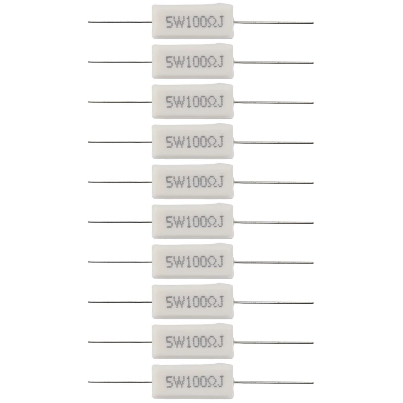 10x Wirewound Ceramic Cement Resistors 100 Ohm 5W Watt 5%