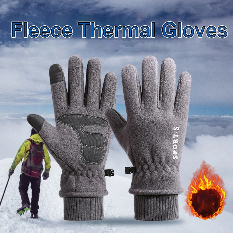 Winter Thermal Fleece Men's Gloves Cycling Non-slip Hiking Running Gloves Touch Screen Windproof Outdoor Sports Women Gloves