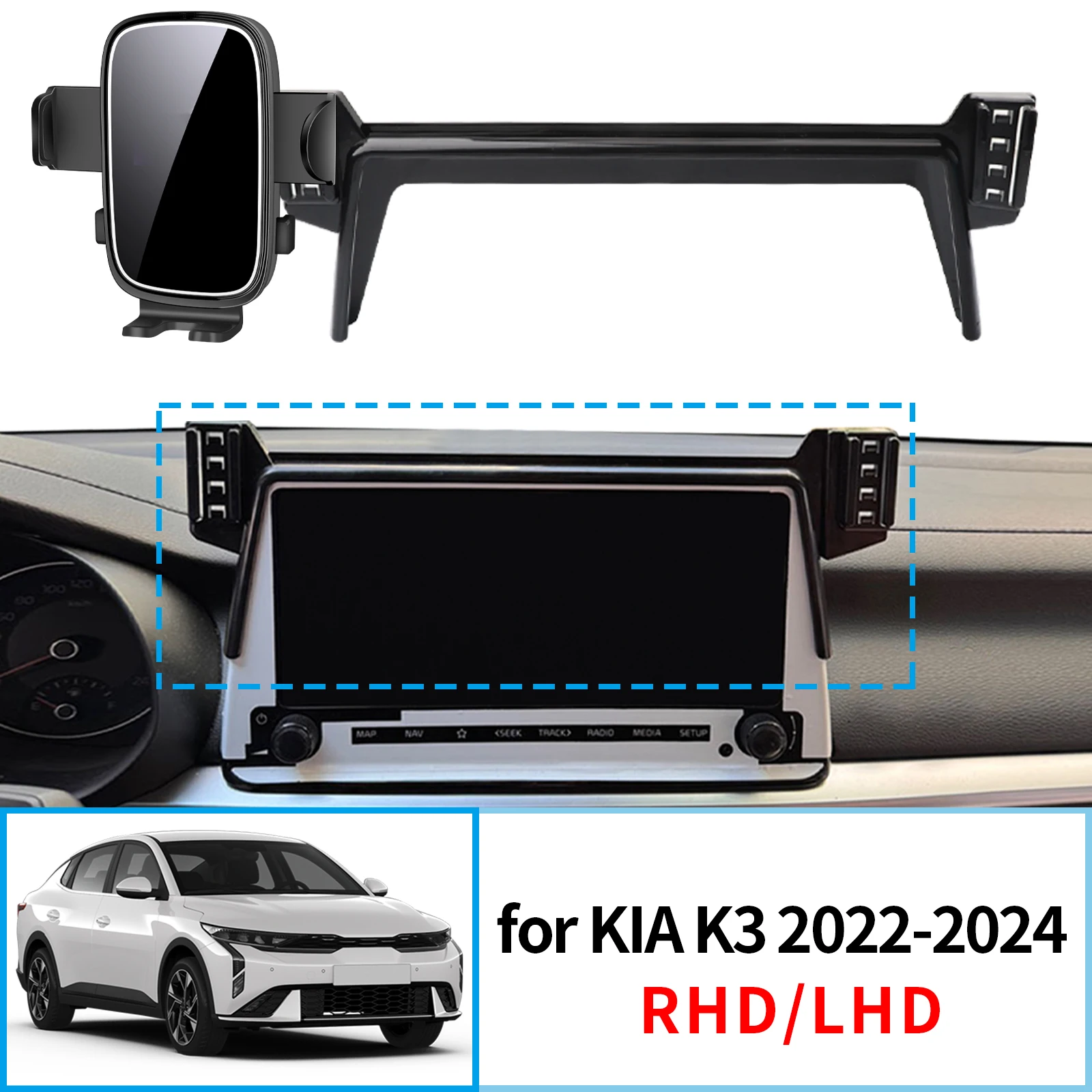 

fit for KIA K3 2022 2023 2024 RHD/LHD Phone Holder Stable Clip-On Phone Holder​​ Mount Screen Base No Vibration​ Car accessoires