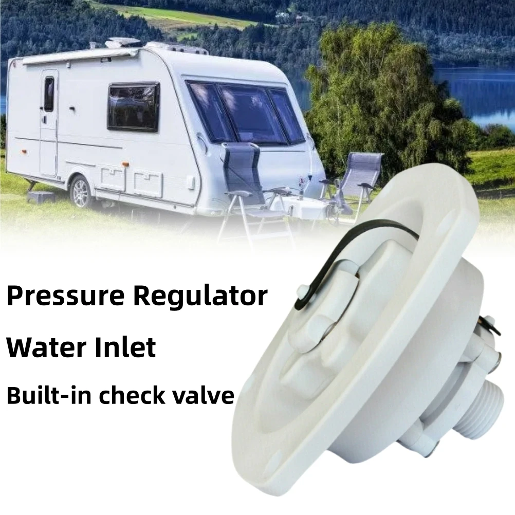 White Entry Mains Water Inlet Pressure With Regulator Filler For Caravan RV Plastic And Boat Brass Built-in Check Valve