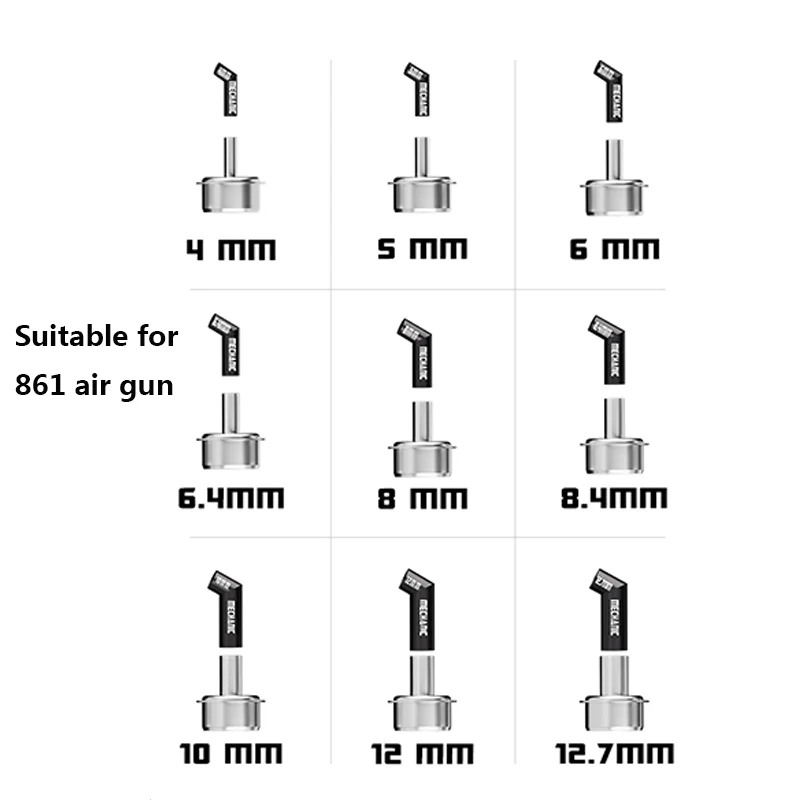 Mechanic 861 Diagonal Air Gun Nozzle 9 Models Heat-Resistant No Air Leakage Compatible With Multiple Air Guns For Pcb Soldering