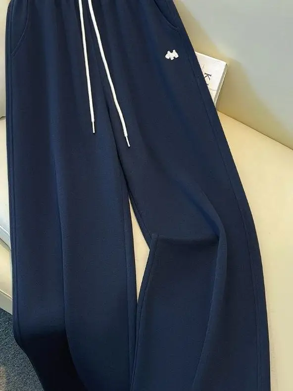 plus Size Loose Fit Straight Leg Sporty Sweatpants in Dark Royal Blue for Women High Waist Casual Pants Fashionable And Slimming
