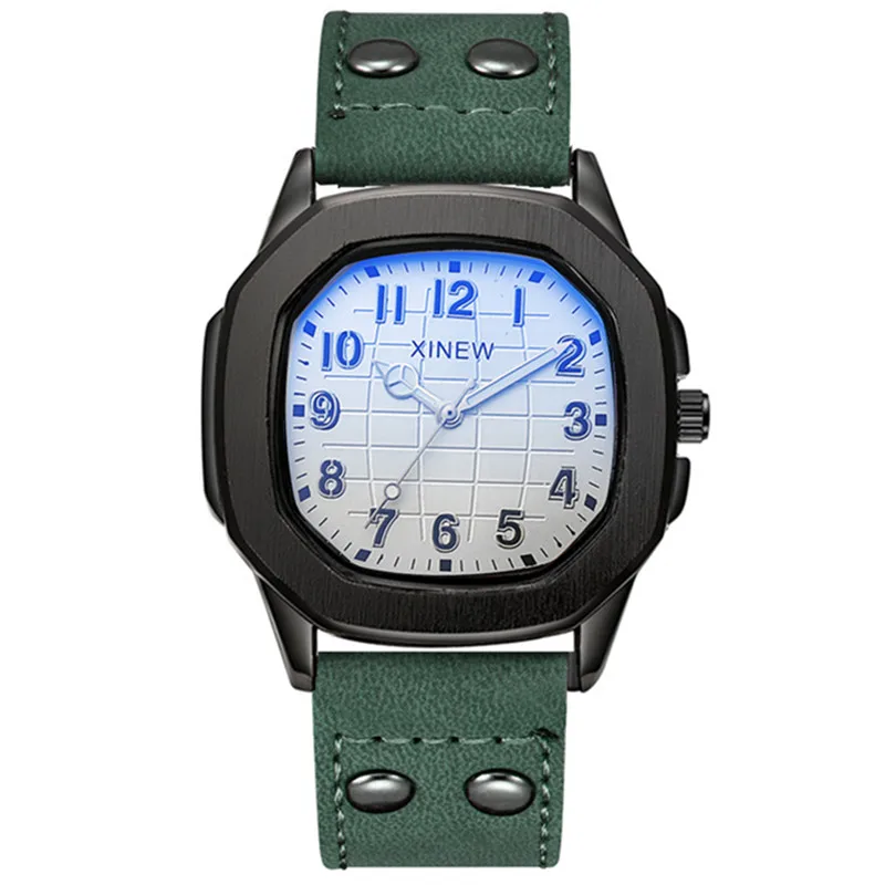 Students XINEW Brand Cheap Watches Men Fashion Casual Leather Band Sports Military Quartz Vintage Watch Black Relogio Masculino