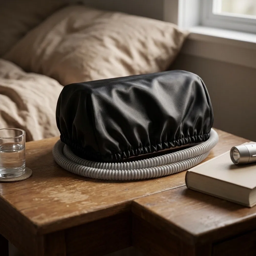 Machine Cover for Sleep Therapy Devices Featuring Elastic Hem Design to Keep Equipment Clean and Organized During Storage