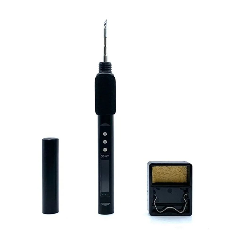 Portable 100W USB Powered Soldering Iron L210C Aluminum Alloy Design Black Finish with Precise PID Temperature Control 50C 500C