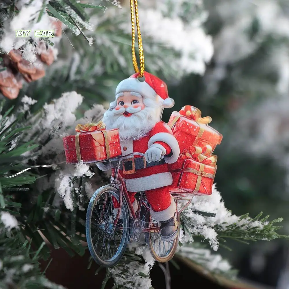 

2D Flat Christmas Dog Hanging Animal Pendant Motorbike Dog Christmas Tree Decor Acrylic Puppy Dog Hanging Ornaments Home Decor