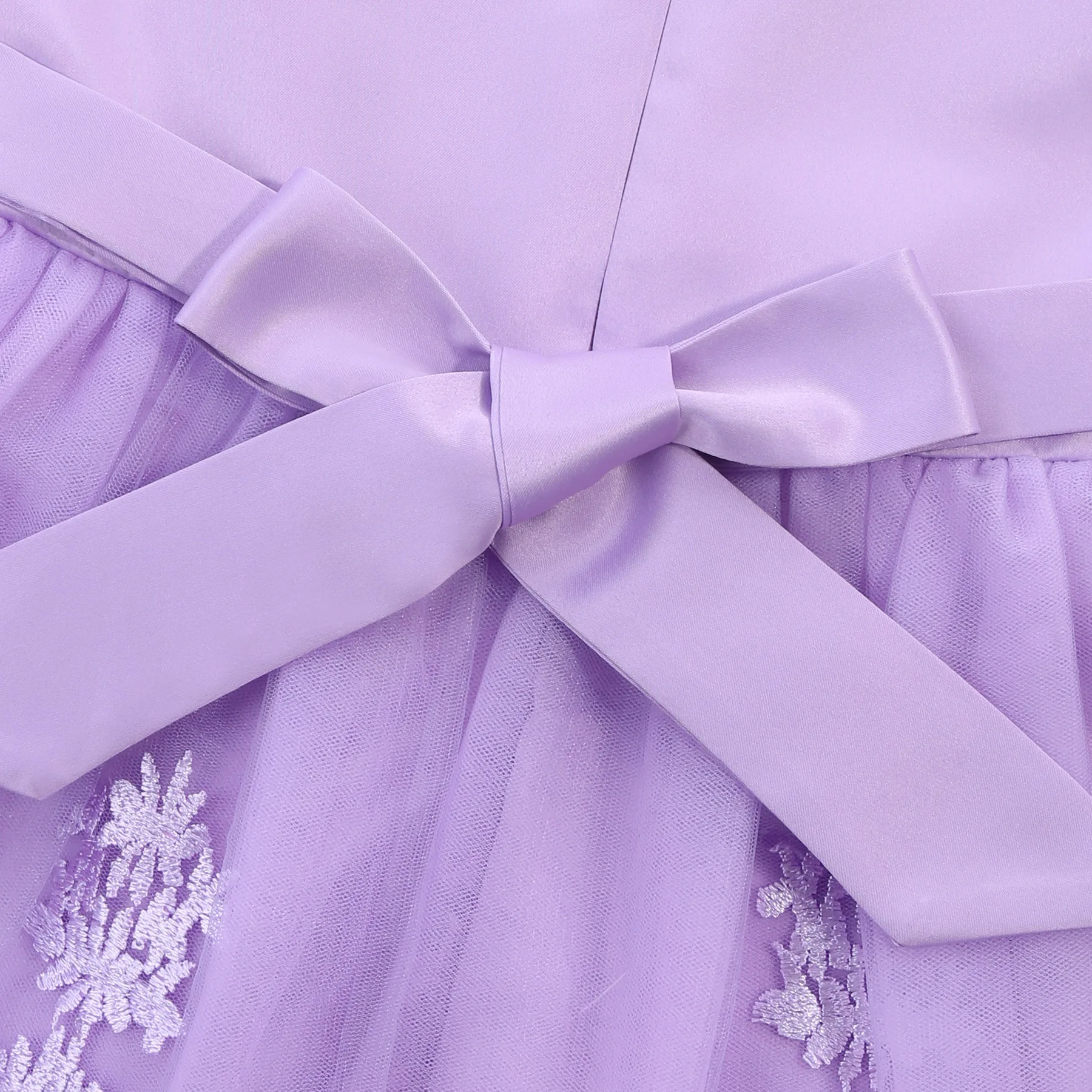 Children Sleeveless Flower Embroidery Tulle Princess Dresses For Girls Formal Banquet pageant Birthday Party Prom Puffy Gown