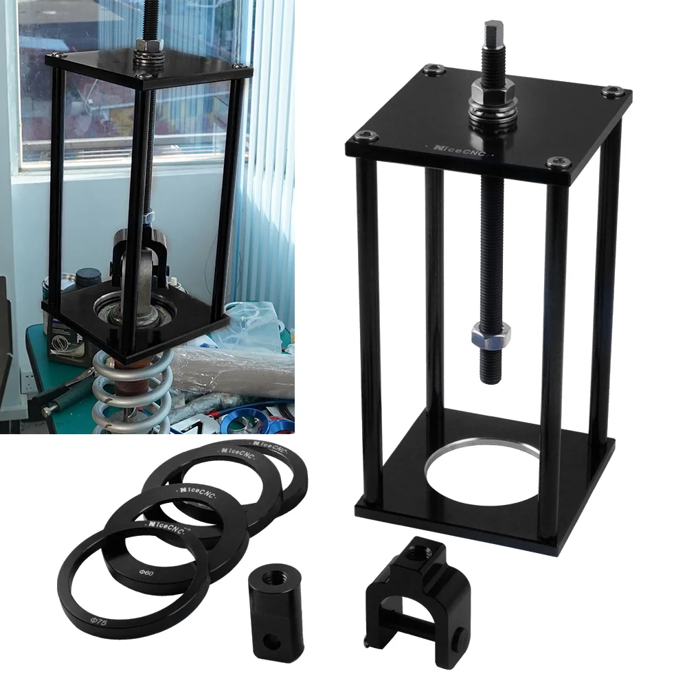 Motorcycle Rear Suspension Shock Spring Compressor Tool w/ 60mm 66mm 72mm 75mm Adapters UTV ATV Shock Absorber Spring Compressor