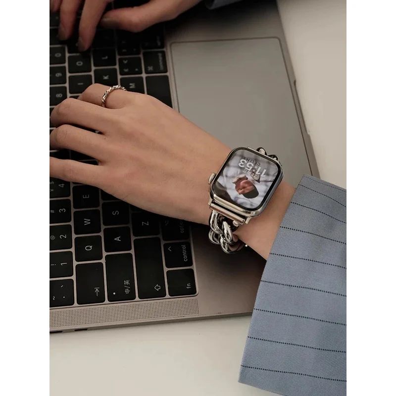 iWatch 울트라 2 10 9 8 7 SE 6 5 4 애플워치 38 40mm 42mm 45 46mm 49mm 용 고급 스테인리스 스틸 밴드 메탈 브레이슬릿 스트랩