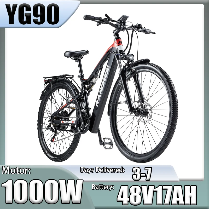 RANDRIDE YG90 E-Bike 1000W Motor 48V17AH Akku Hydraulische Bremse Elektrofahrrad 29-Zoll-Reifen 21-Gang Mountainbike [Elektrofahrrad]