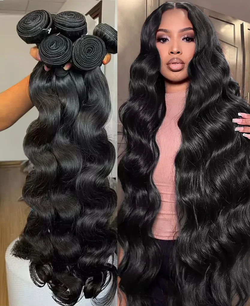 16A 38 Inch Straight Bundles Human Hair Brazilian Weave 4 5 Bundles Deal Virgin Hair Raw Body Wave Bundles Human Hair Extensions image 2