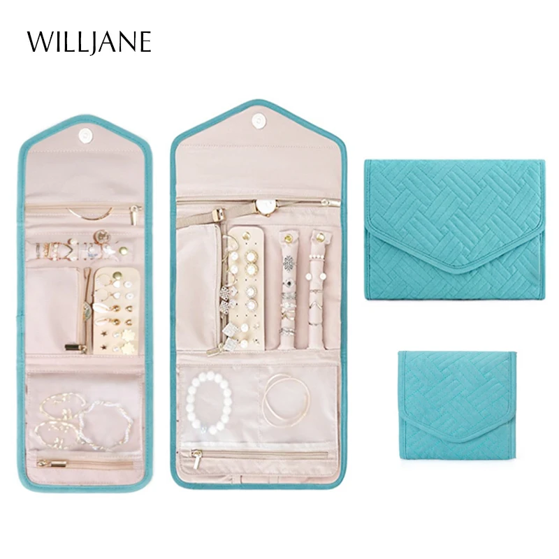 

Multiple Jewelry Storage Organizer Bracelet Earrings Accessories Carrying Bag Necklace Brooch Rings Travel Folding Roll Pouch