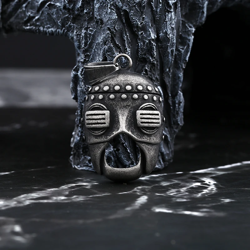 Biker Retro 2024 New Fashion 316L Stainless Steel Punk Rock Skull Mask Pendant Necklace For Man Women Music Brand