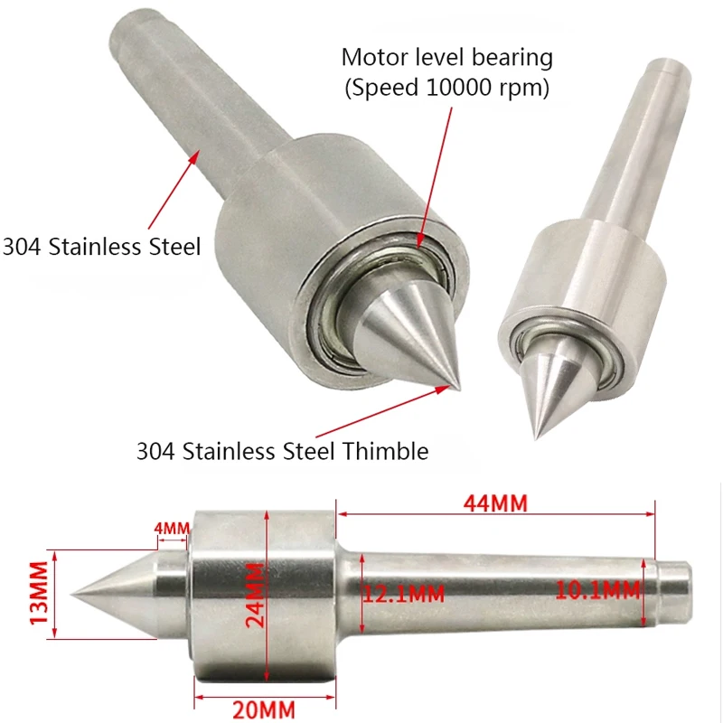 Woodworking Lathe Retractable Tail Top Seat B12 Chuck Drilling Tailstock Live Center Mini Beads Machine Live Top Rotary Movable