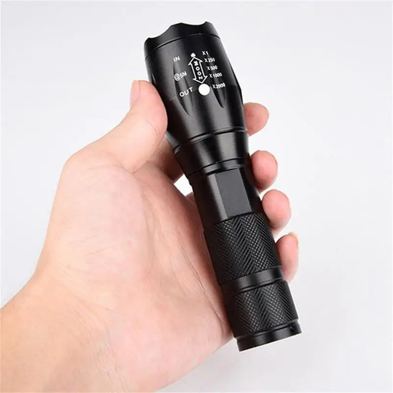 T6 Strong Light Flashlight LED Aluminum Alloy Telescopic Zoom Battery Version Charging Outdoor Searchlight Remote Flashlight