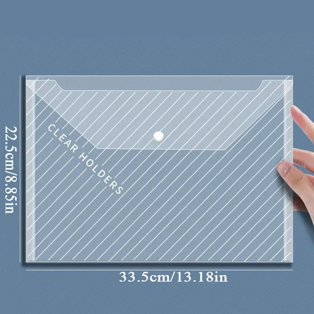 10 Pcs A4 Transparent File Bag Plastic Documents Filing Storage Bag Student Organizer Information Pocket Folders Stationery