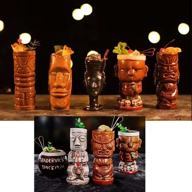 Ceramic Bar Hawaii Tiki Mugs Cocktail Beer Glass Martini Glasses Beverage Mugs Creative Funny Cup Coffee Cups Home Decor Gift