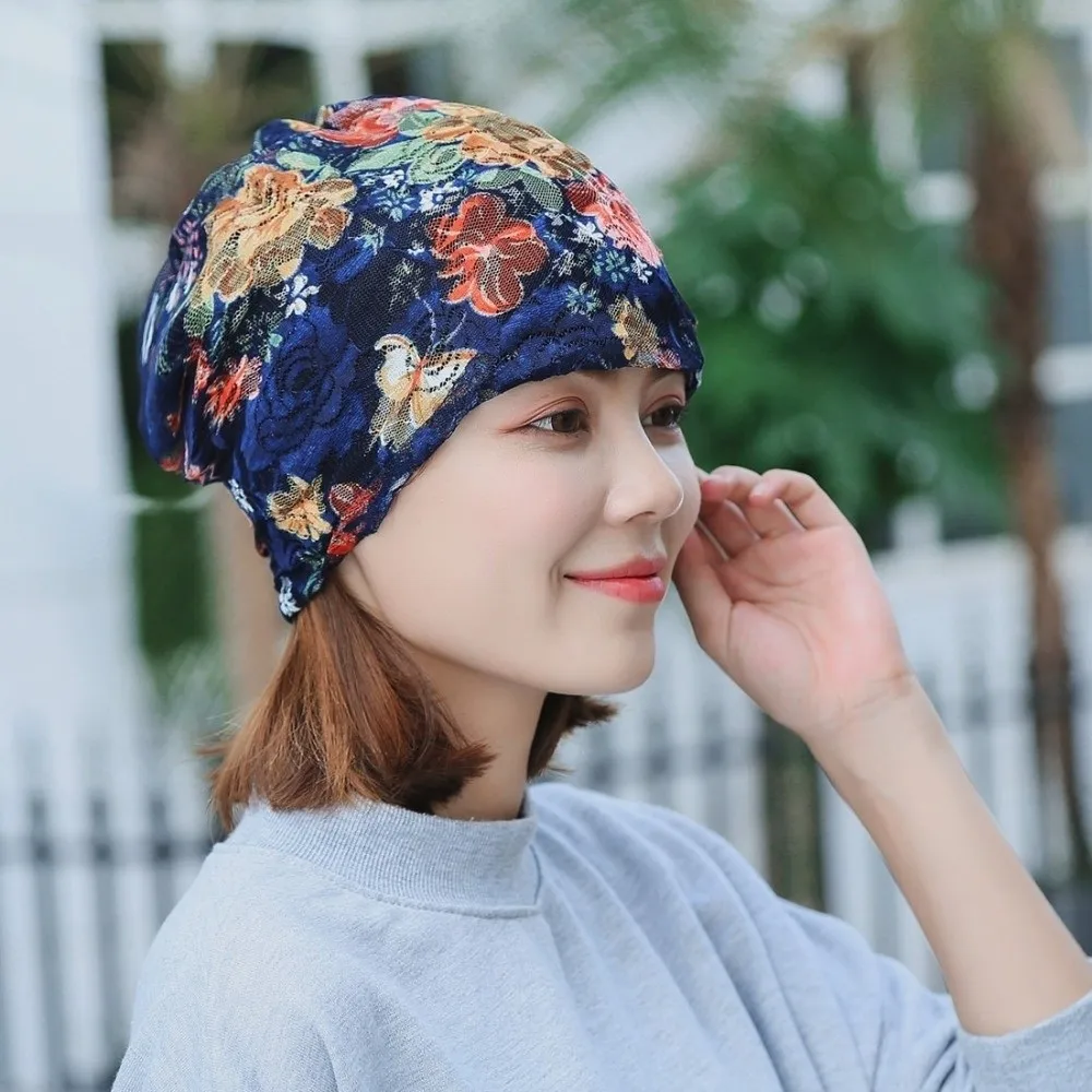 

Creative Floral Pattern Floral Lace Beanie Soft Comfortable Chemo Cap Breathable Head Scarves Fashion Accessory