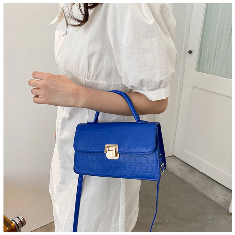 Fashion Stone Pattern Lock Buckle Crossbody Small Square Bag New Female Simple Shoulder Bag Casual Messenger Bag Mini Handbag