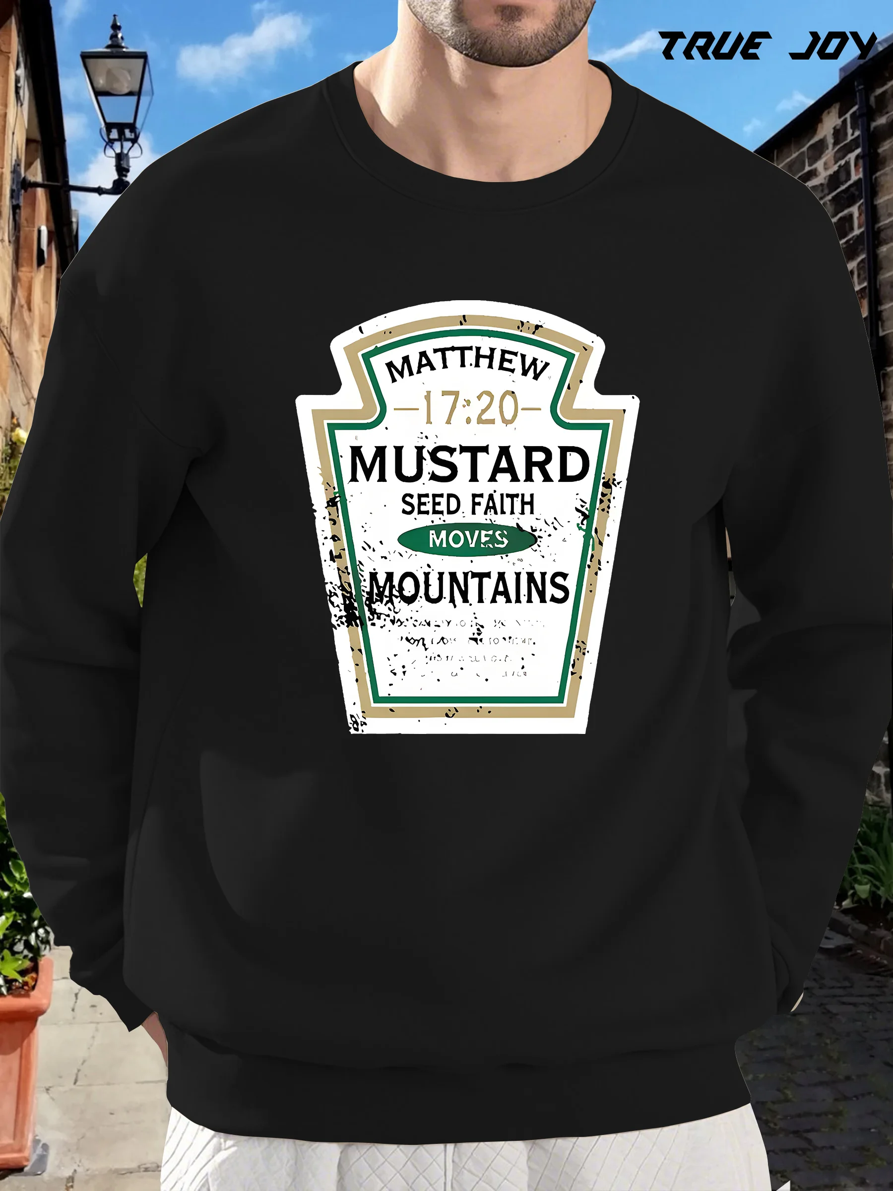 

Men's Black Graphic Sweatshirt - Loose Fit Long Sleeve Crewneck Pullover with , Casual Casual Attire & Funny Foodie Gift for Him