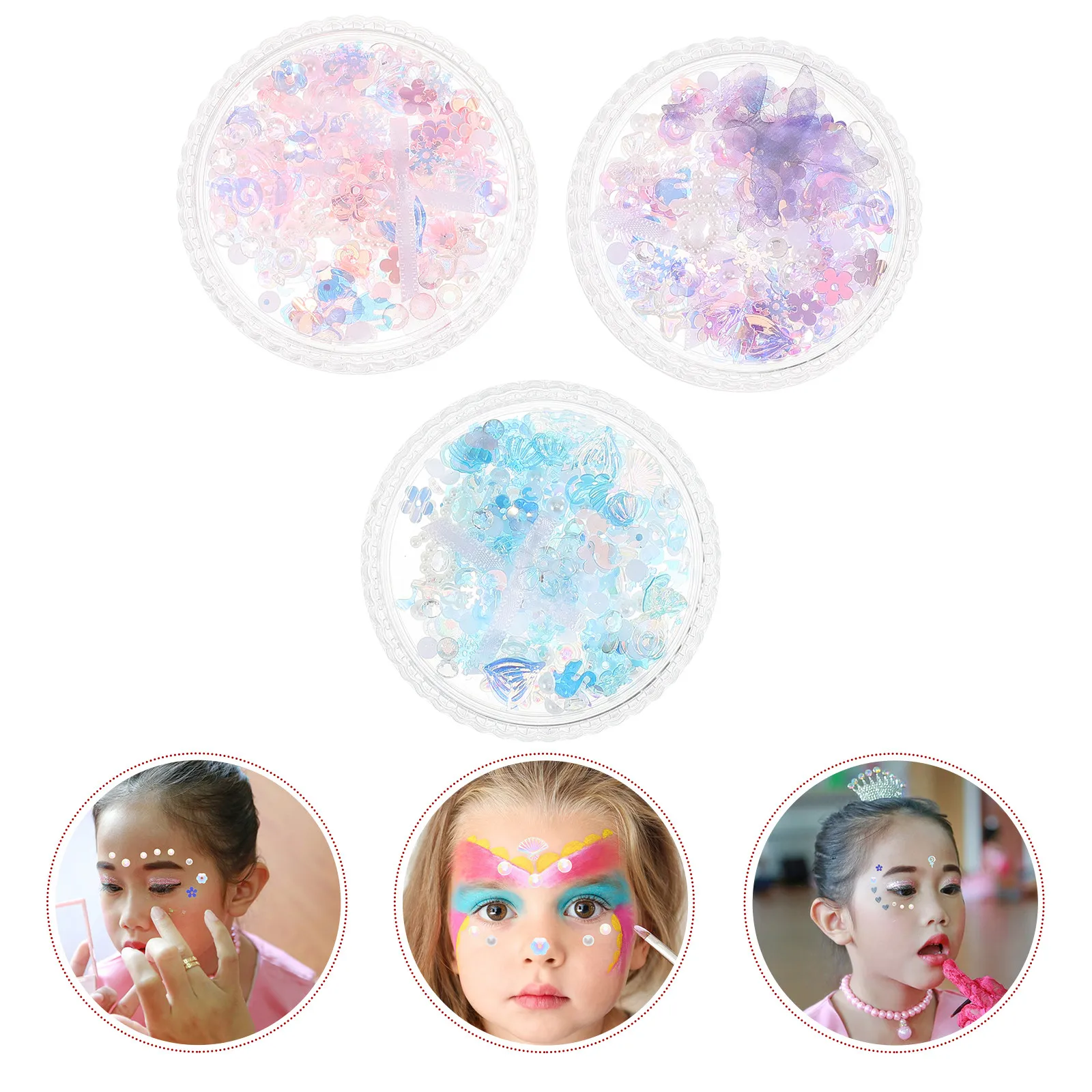 

3 Boxes Facial Decoration DIY Face Jewels for Music Festival Rave Party Kids Stage Performance Makeup Accessories