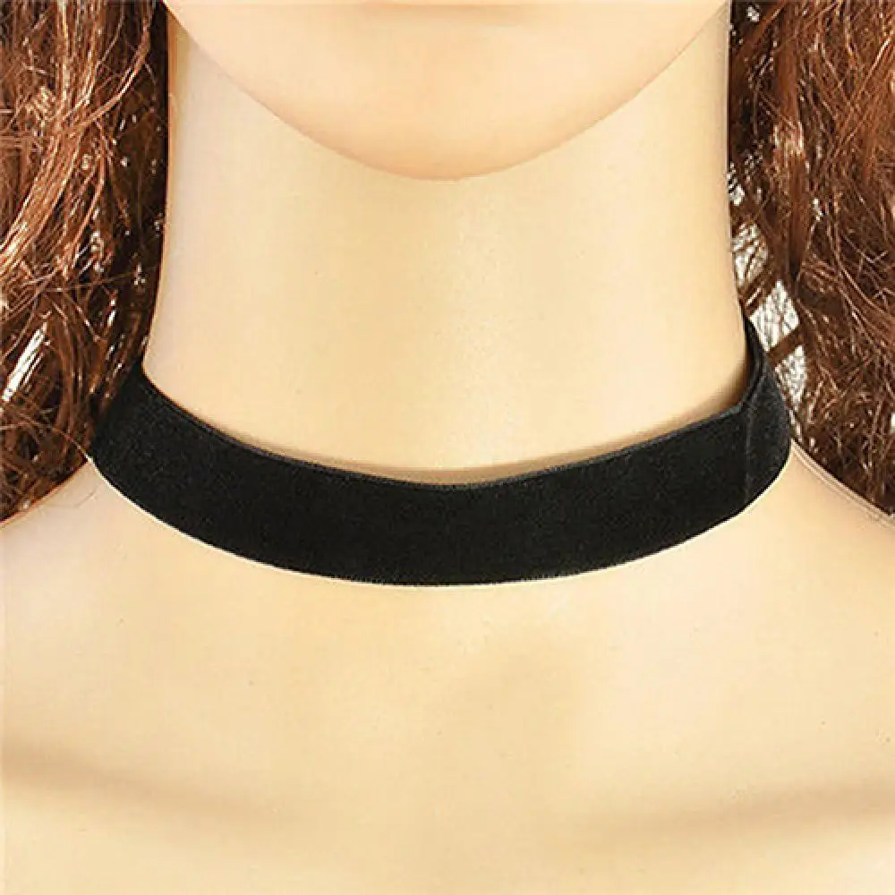 Black Velvet Choker Korean Fashion Womens Punk Gothic Soft Velvet Choker Necklace Girl Neck Jewelry Retro Hip-hop Necklace