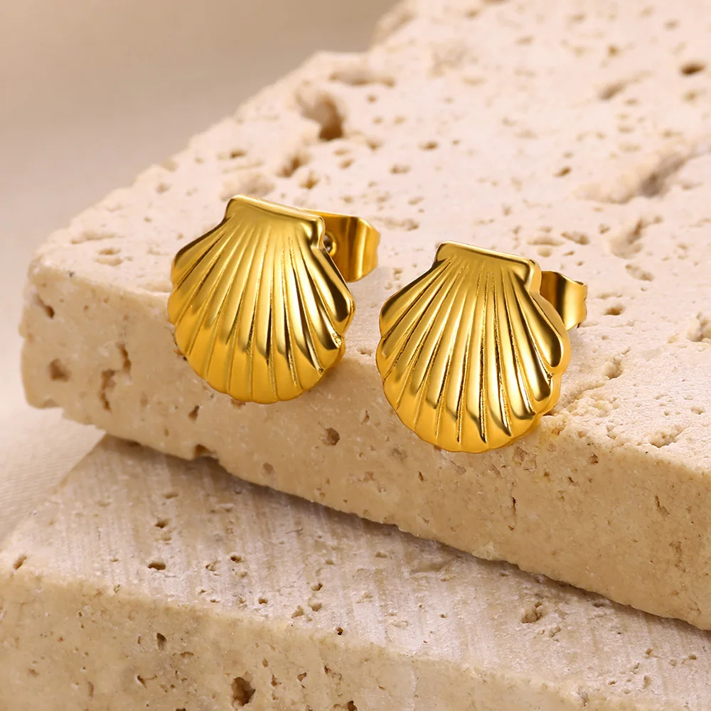 Pendientes de garra geométrica de acero inoxidable para mujer, Color dorado, estrella de mar, corazón, perno prisionero, moda de boda, regalo de