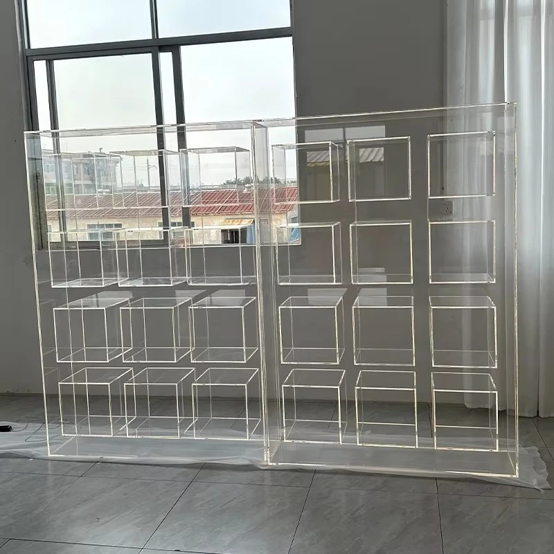 fv-Factory Custom High Class Transparent Suspended Acrylic Storage Cabinet Luxury Multi-grid Acrylic Display Cabinet