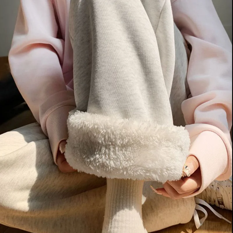 Pantalon de Sport ample de Style américain pour femmes, blanc, gris, automne hiver, printemps, pantalon de survêtement décontracté, pantalon à jambes larges coniques